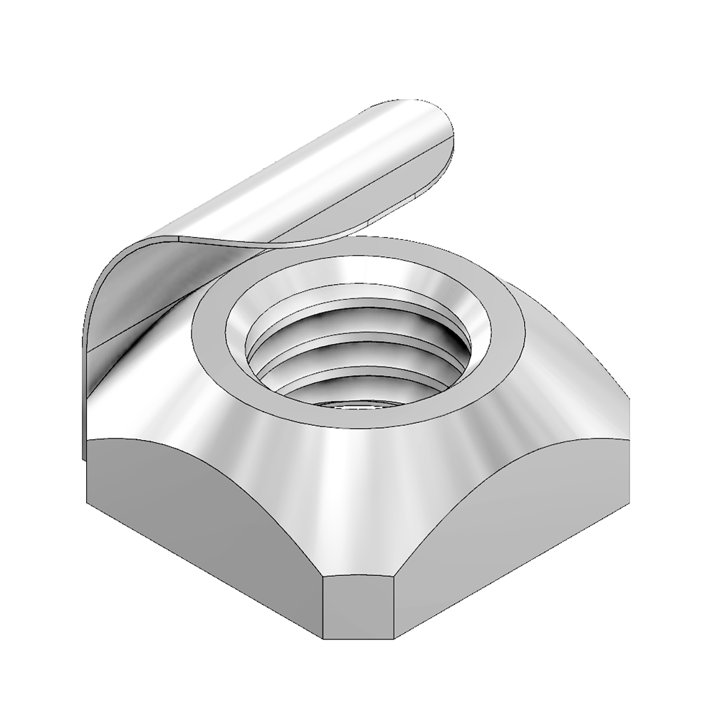 1/4S-PF MODULAR SOLUTIONS ZINC PLATED FASTENER<BR>1/4" SQUARE NUT W/POSITION FIX